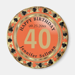 Imã Casino Chip Las Vegas Aniversário - Laranja e Dou