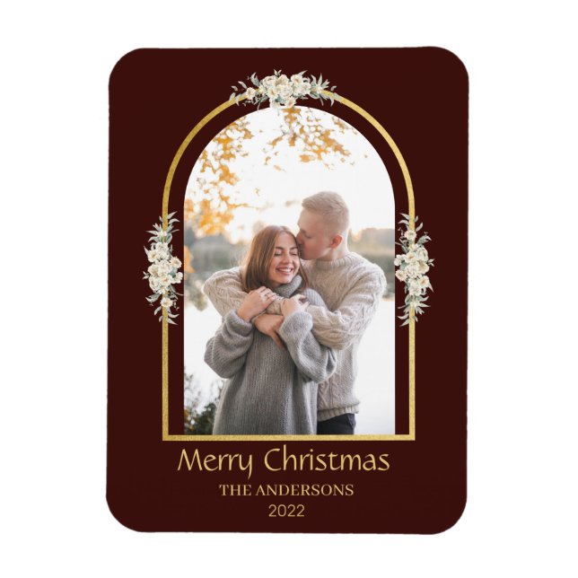 Ímã Castanho de Arca Floral Minimalista Moderno (Vertical)