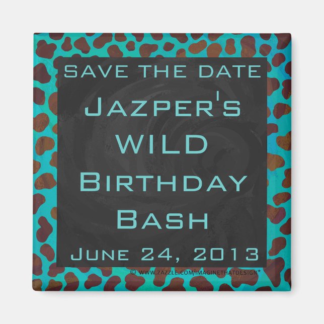 Imã Castanho e Teal Dalmáticos com Monograma (Frente)