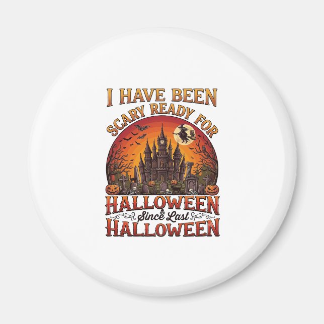 Imã Castelo Assombrado de Halloween Pronto e Assustado (Frente)