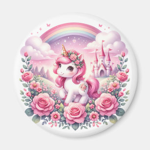 Imã Castelo bonito de Unicórnio Rosa e Fairytale