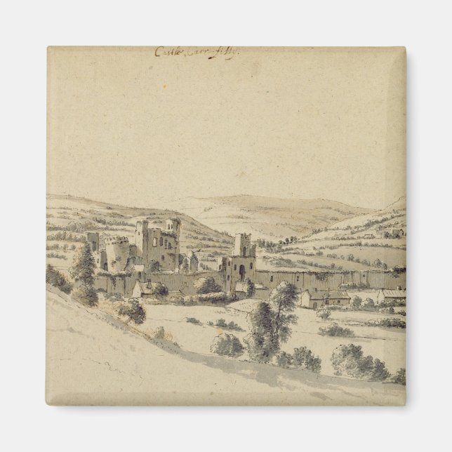 Imã Castelo Caerphilly (caneta, tinta e lavagem de pap (Frente)