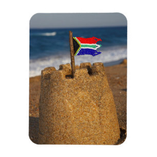 Ímã Castelo De Areia Com Bandeira Da África Do Sul, Um