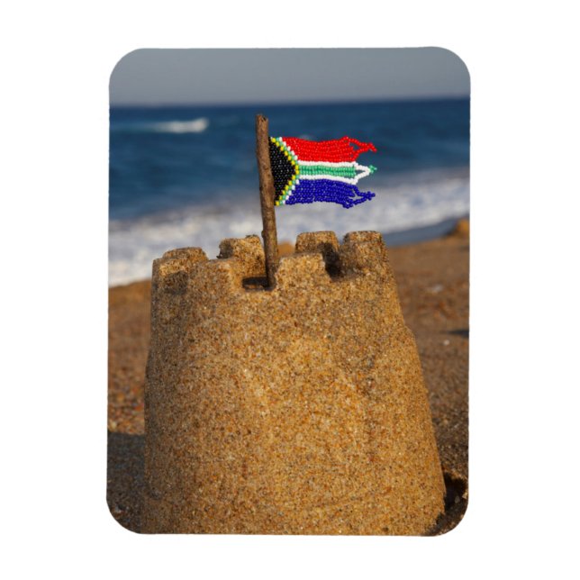 Ímã Castelo De Areia Com Bandeira Da África Do Sul, Um (Vertical)