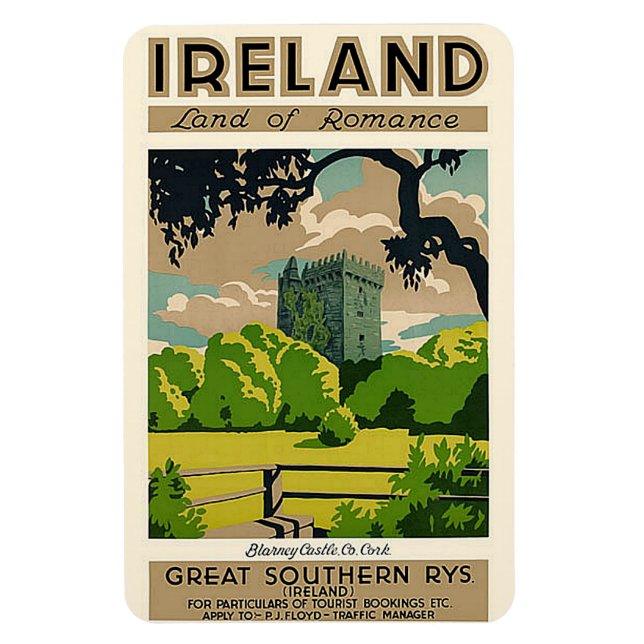 Ímã Castelo de Blarney, viagens vintage Poster da Irla (Vertical)