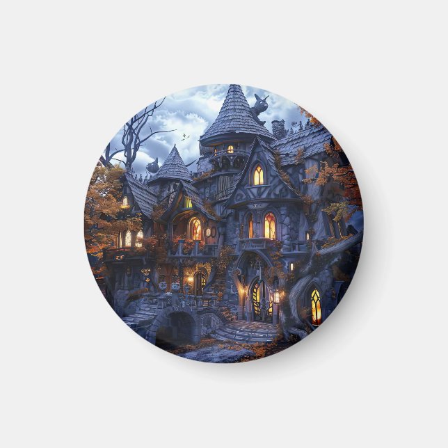 Imã Castelo de Bruxa Assustadora do Halloween (Frente)
