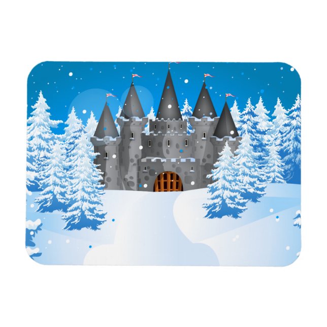 Ímã castelo de conto de fadas de Inverno (Horizontal)