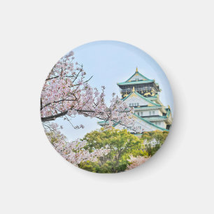 Imã Castelo de Himeji com flores de cereja