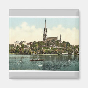 Imã Castelo de Miramer e lago, Chemnitz, Saxony,