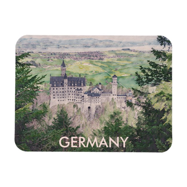 Ímã Castelo de Retro Neuschwanstein na Alemanha (Horizontal)