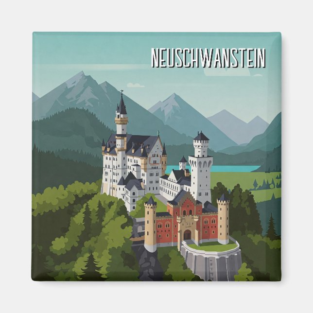 Imã Castelo Neuschwanstein Alemanha Viagem Abstrato (Frente)