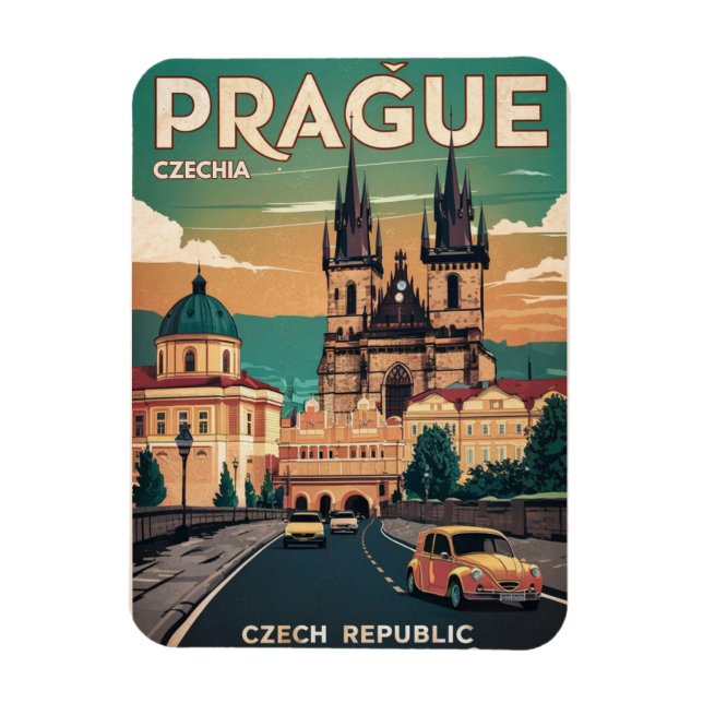 Ímã castelo vintage viagem prague república tcheca pre (Vertical)