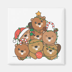 Imã Castor Árvore de Natal Engraçado Animal Christmas