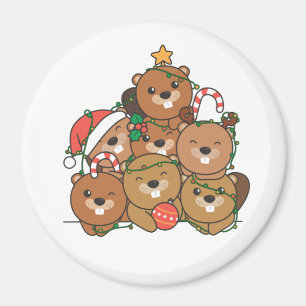 Imã Castor Árvore de Natal Engraçado Animal Christmas