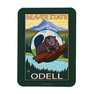 Ímã Castor & capa do Mt. - Odell, Oregon