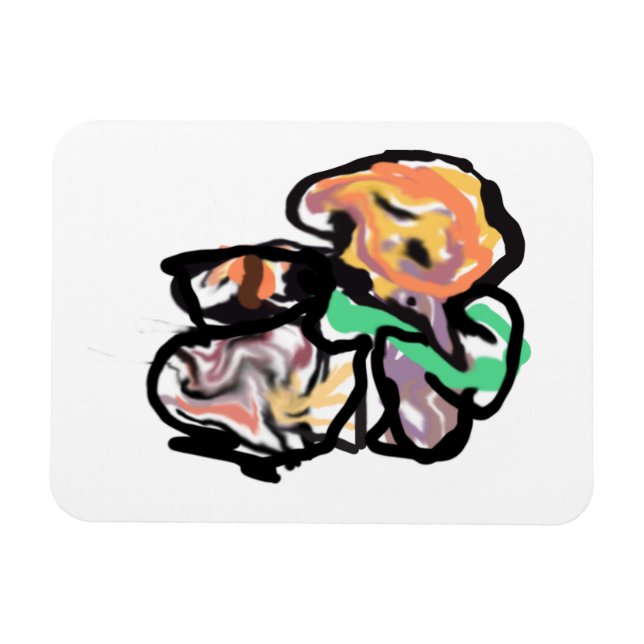 Ímã Cat and flowers  fun (Horizontal)