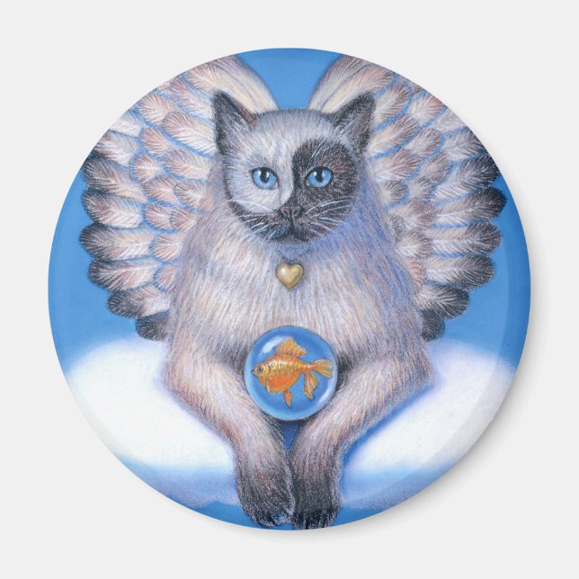 Imã Cat Angel "Gatinho Yin Yang" Magnet redondo (Frente)