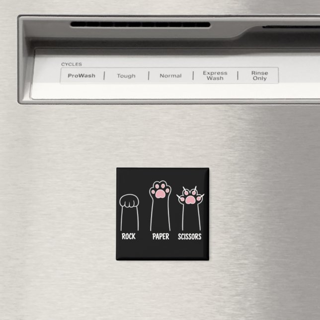 Imã Cat Animal Pet Lover Rock Paper Scissors Hand Game (In Situ (Dishwasher))