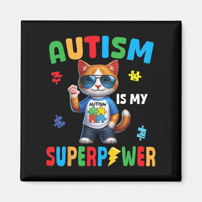Imã Cat Autismo É Meu Super Poder Aceitar Suporte Amo  (Frente)