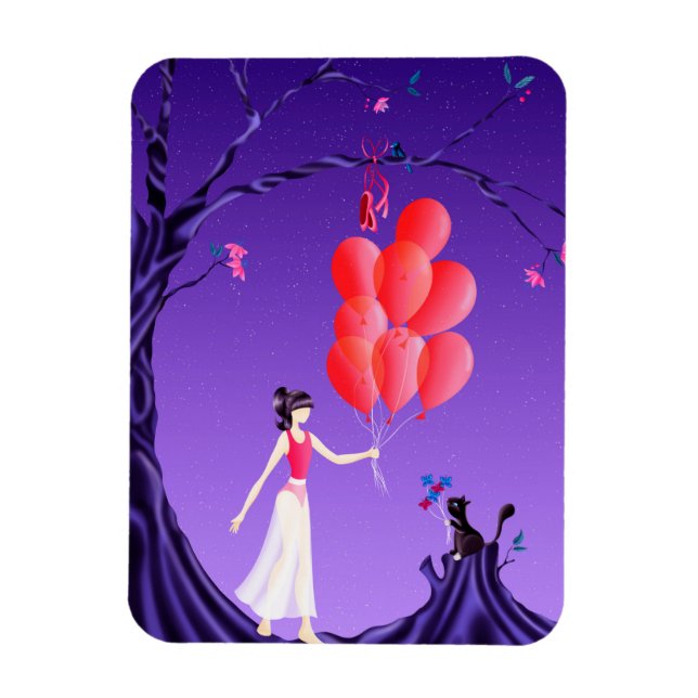 Ímã Cat & Ballerina na Midnight Tree (Vertical)
