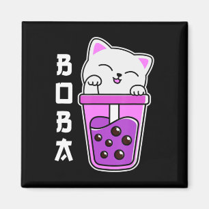 Imã Cat Boba Anime Bubble Tea Neko Girls Kawaii Girls