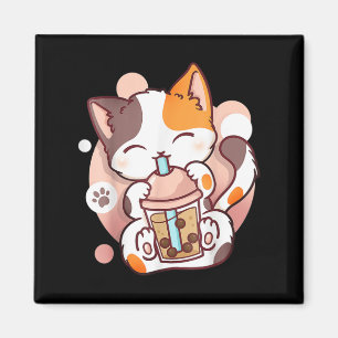 Imã Cat Boba Tea Bubble Tea Anime Kawaii Neko