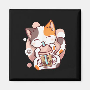 Imã Cat Boba Tea Bubble Tea Anime Kawaii Neko