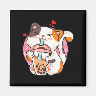 Imã Cat Boba Tea Bubble Tea Anime Kawaii Neko Kids Tea