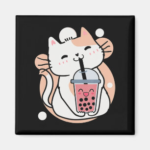 Imã Cat Boba Tea Bubble Tea Anime Kawaii Neko Milktea