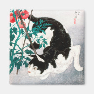 Imã Cat com Tomato Plant (1931) por Hiroaki Takahashi