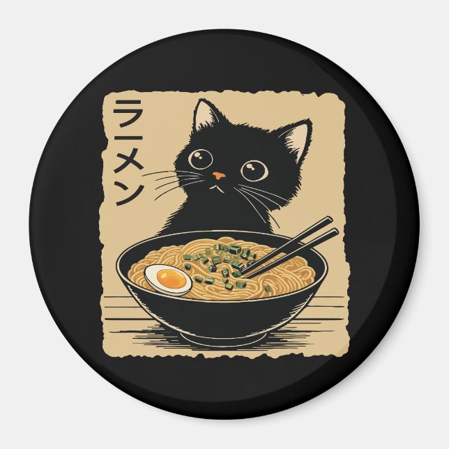 Imã Cat eating ramen  (Frente)