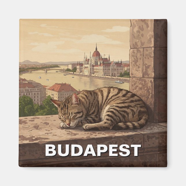 Imã Cat em Budapeste, Hungria, edifício do Parlamento  (Frente)