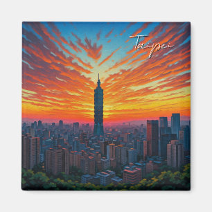 Imã Cat em Taipei 101 Taiwan Sunset
