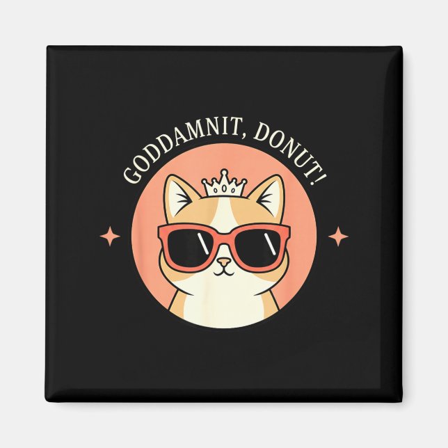 Imã Cat - Godit, Donut! Sy Retro Cat Lover Design  (Frente)