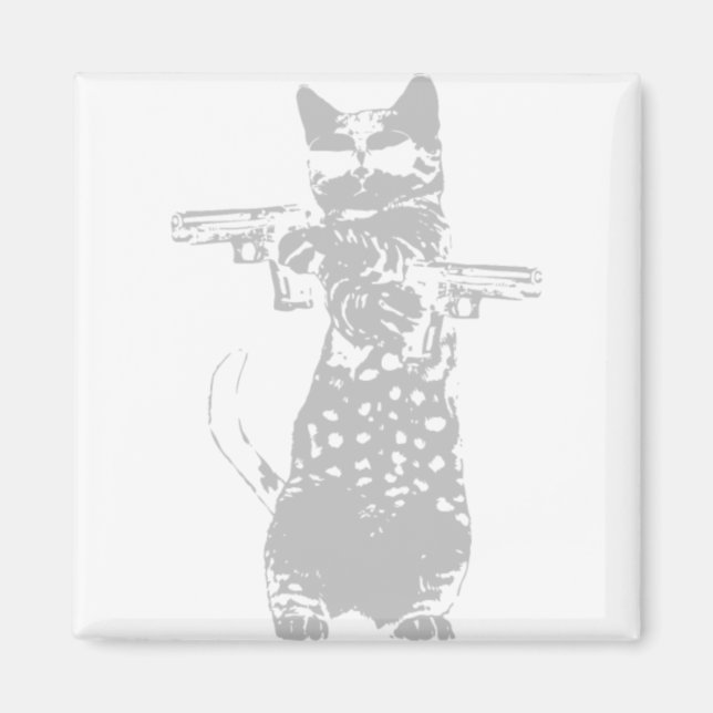 Imã Cat - gun kitty funny cat (Frente)