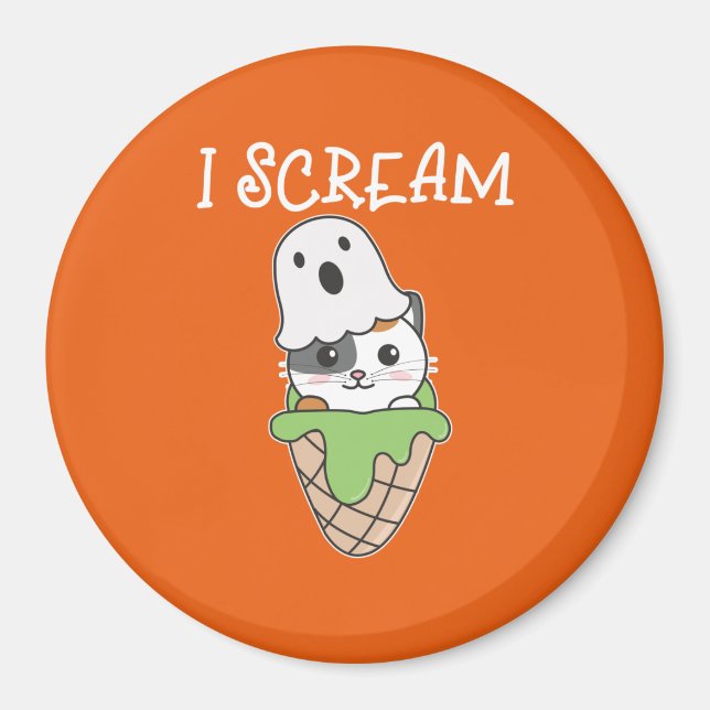 Imã Cat Halloween Ghost I Gritar Sorvete Pun (Frente)