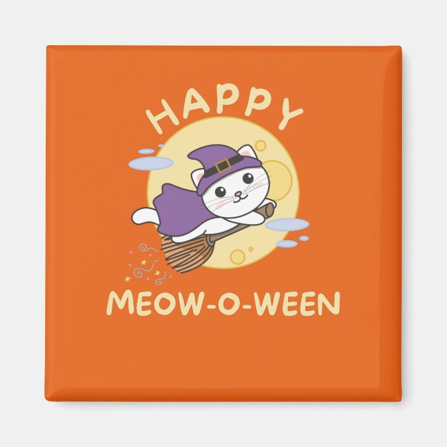 Imã Cat Happy Halloween Feliz Meow-o-between (Frente)