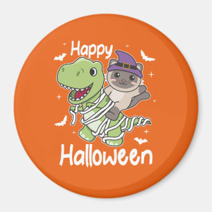 Imã Cat Happy Halloween T-rex Mummy Costume