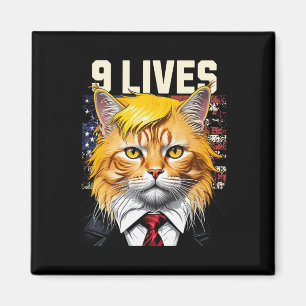 Imã Cat In Suite com Trump Hair Nove Vidas Sinalizador