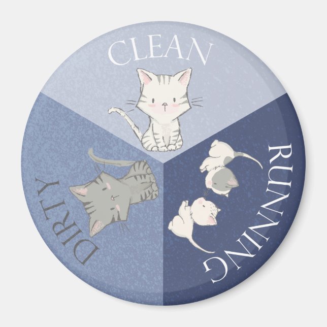 Imã Cat Kitten Pet Dishwasher Magnet Reversible Clean (Frente)