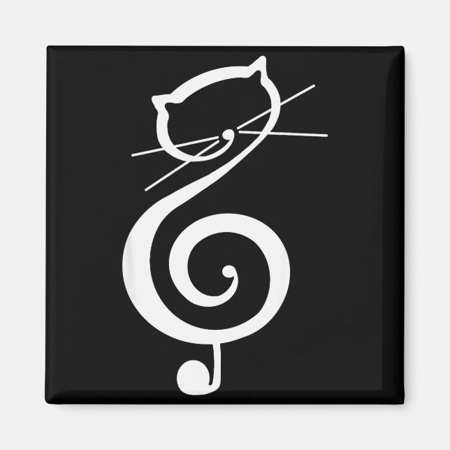 Imã Cat Kitty Treble Music Clef Funny Cat Music Notes  (Frente)
