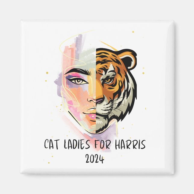Imã Cat Ladies para Harris 2024 (Frente)