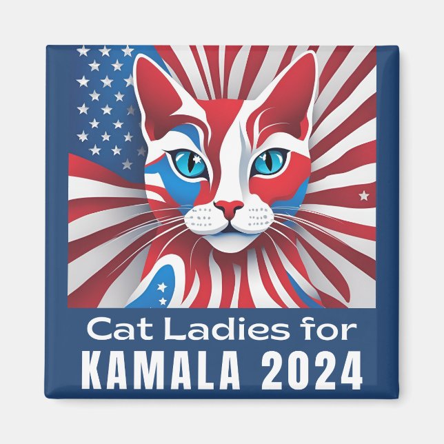 Imã Cat Ladies para Kamala 2024 Democrata (Frente)