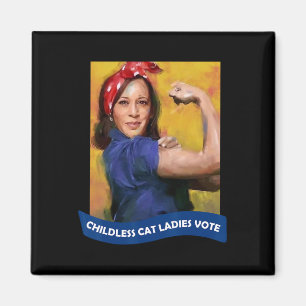 Imã Cat Ladies Vote Kamala 2024 Rosie The Riveter