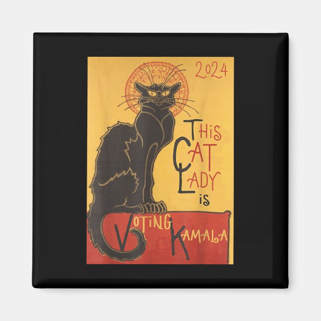 Imã Cat Lady Kamala Le Chat Noir Funny Ballot (Frente)