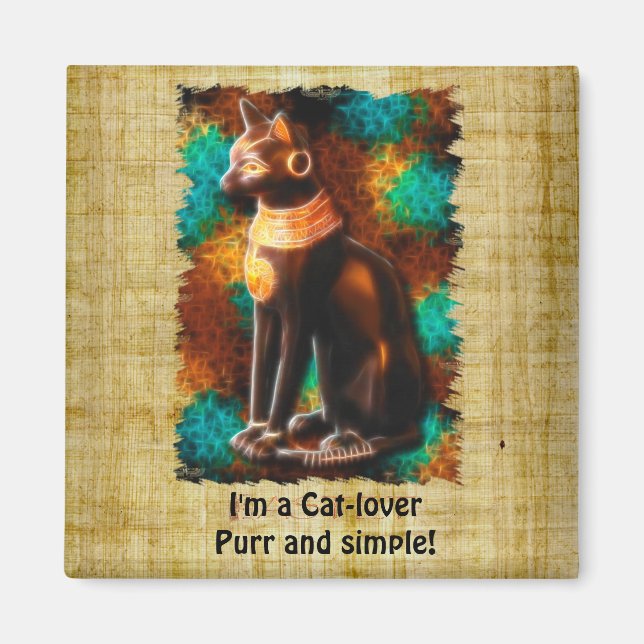 Imã "CAT LOVER" Diversão do Gato Egípcio Bastet (Frente)