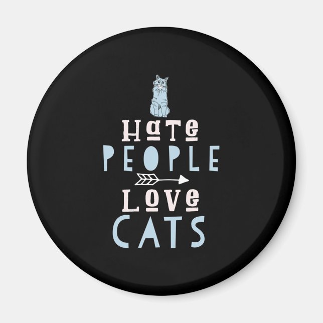 Imã Cat Lover I Ama Gatos E Pessoas (Frente)