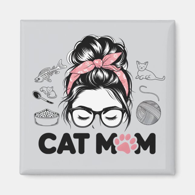 Imã "Cat Mom" Funny Cute Cat Lover Women (Frente)