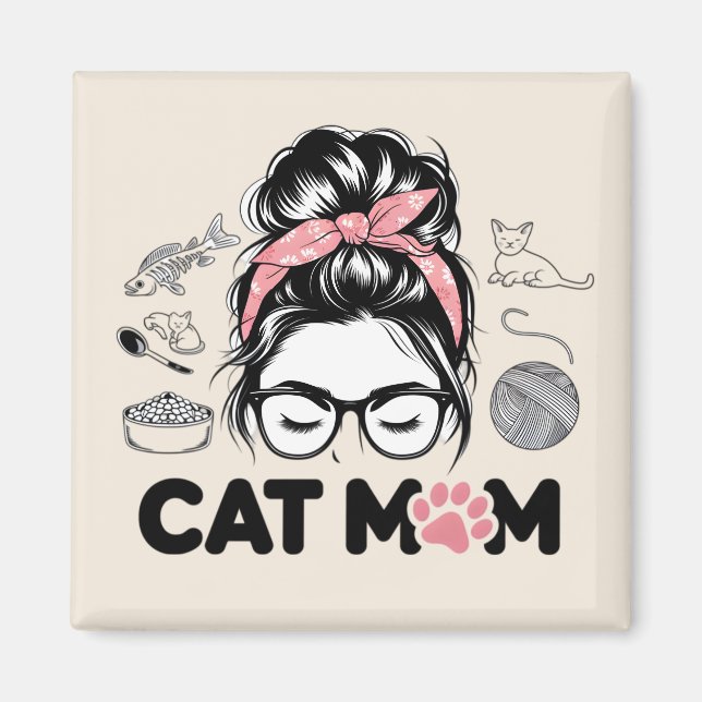 Imã "Cat Mom" Funny Cute Cat Lover Women (Frente)