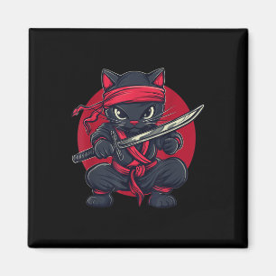 Imã Cat Ninja Samurai Japão Bandeira japonesa Kawaii E